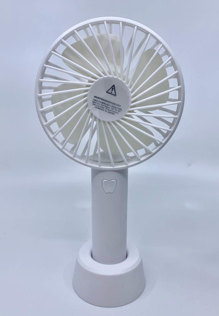Portable Mini USB Rechargeable Handheld Fan with Stand - Battery Operated Personal Cooling Fan for Office, Travel, Outdoor & Home Use (White)