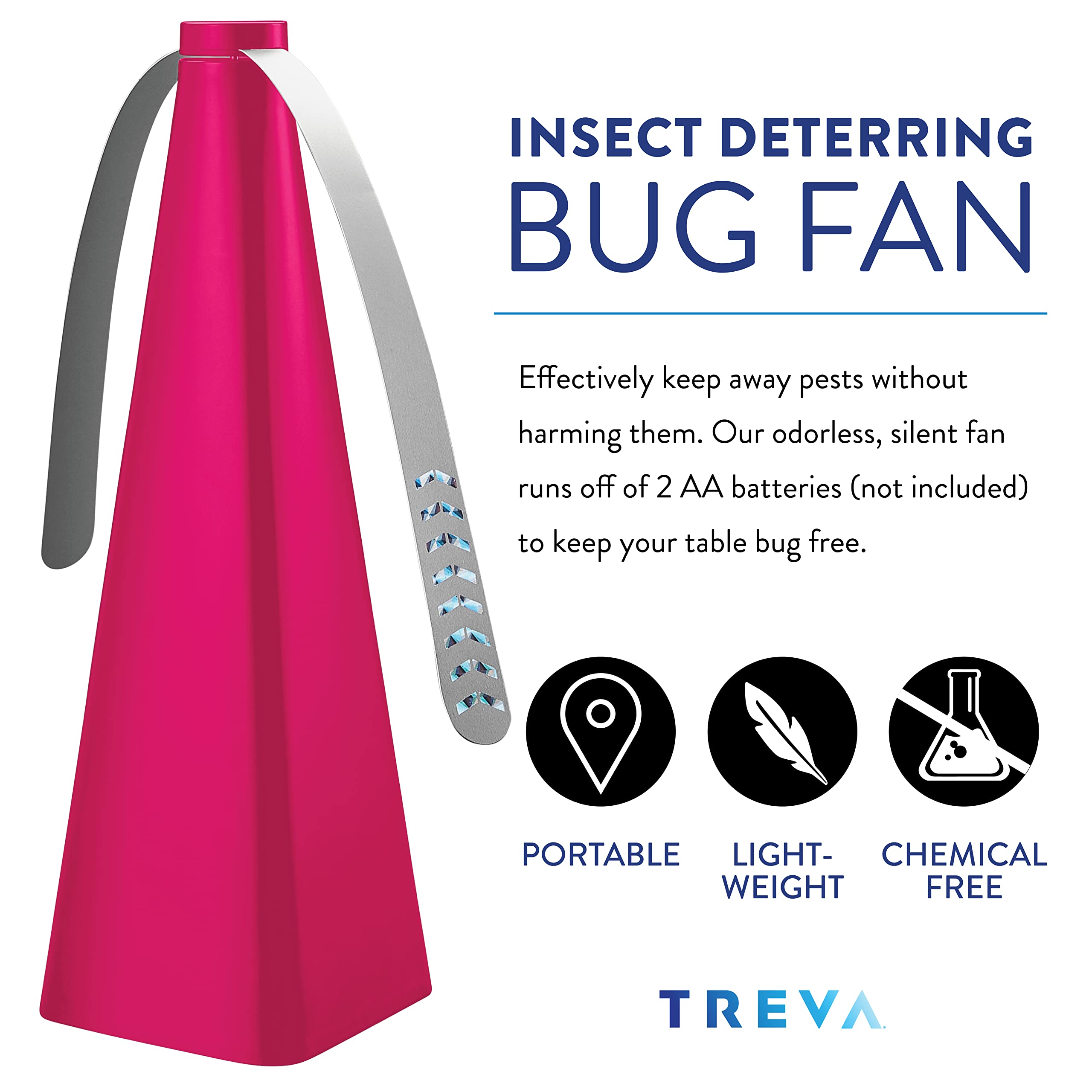 Treva Bug Fan - Holographic Blade Fly Deterrent for Mosquitoes, Flies & Insects | Battery Powered Outdoor Fan for Patio, Garden & Camping