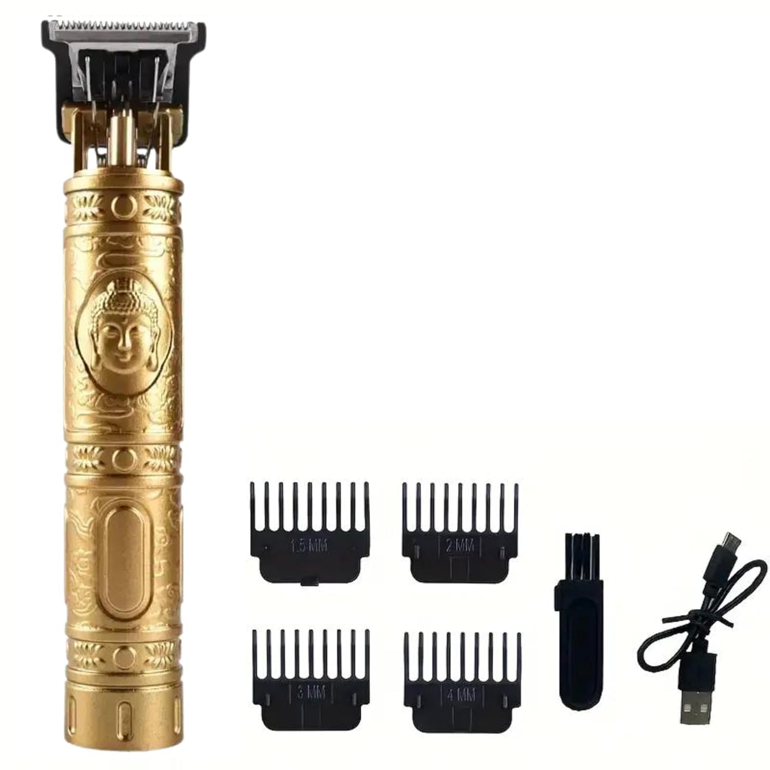 SUPRENT Professional Buddha Style Beard Trimmer for Men - Adjustable Blade Hair Clipper, Shaver & Body Groomer with Close Cut Precision (Gold) | Perfect for Home Grooming, Travel & Salon Use