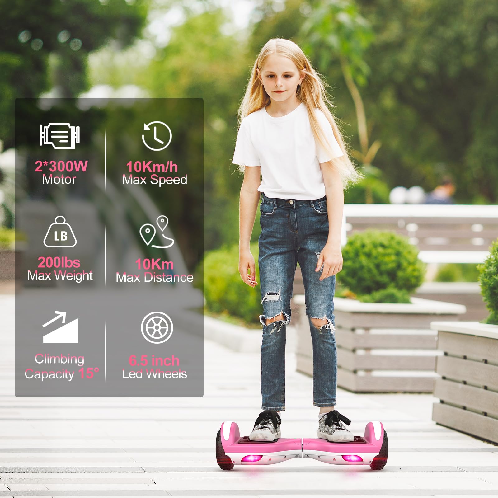 Self-Balancing Hoverboard with LED Lights for Kids Ages 6-12 - Electric Scooter for Boys & Girls - Perfect for Commuting, Fun Rides & Outdoor Adventures