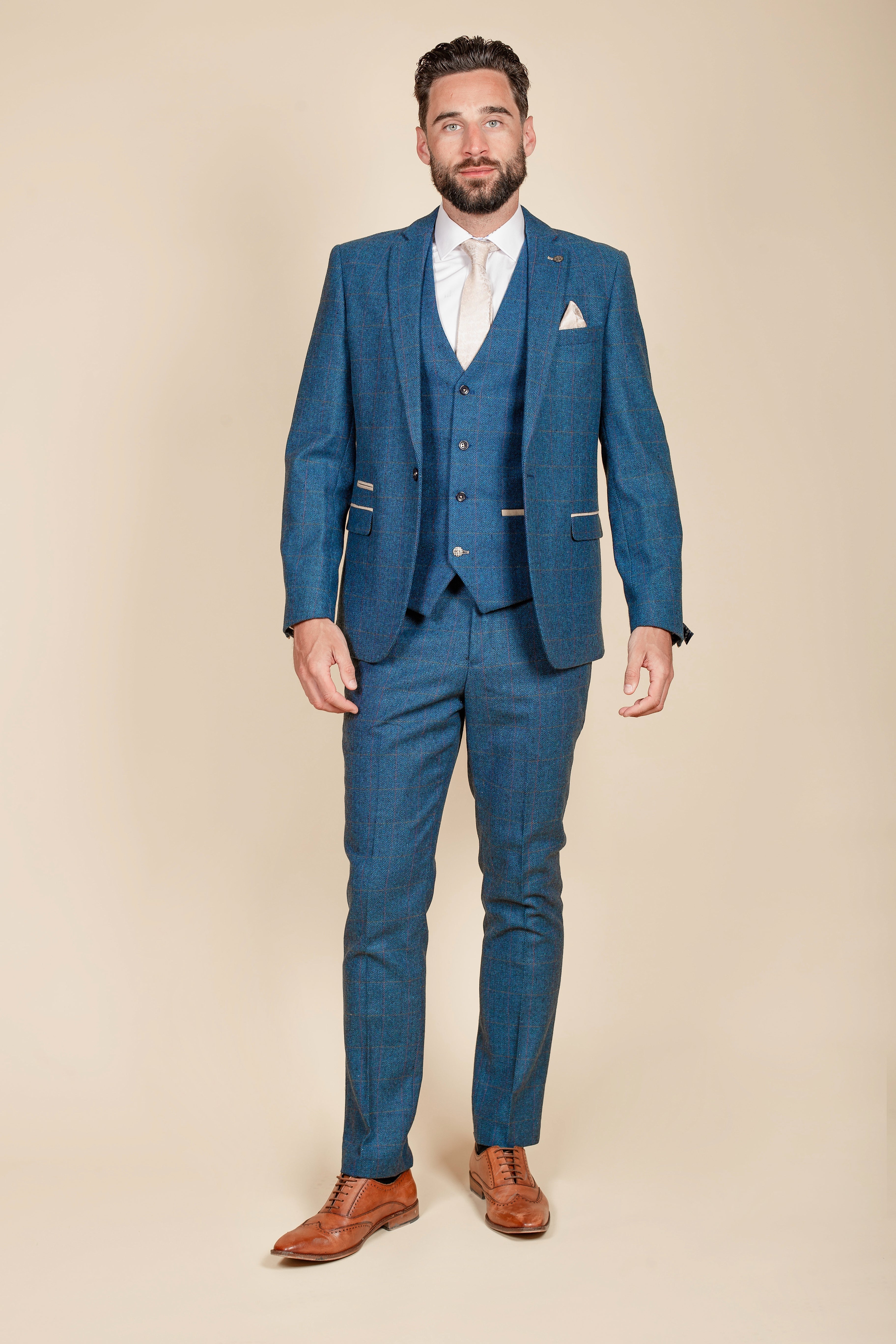 Everton FC Séamus Coleman DION Blue Tweed Check Suit - Official Licensed Football Suit for Matchday, Gameday & Special Events