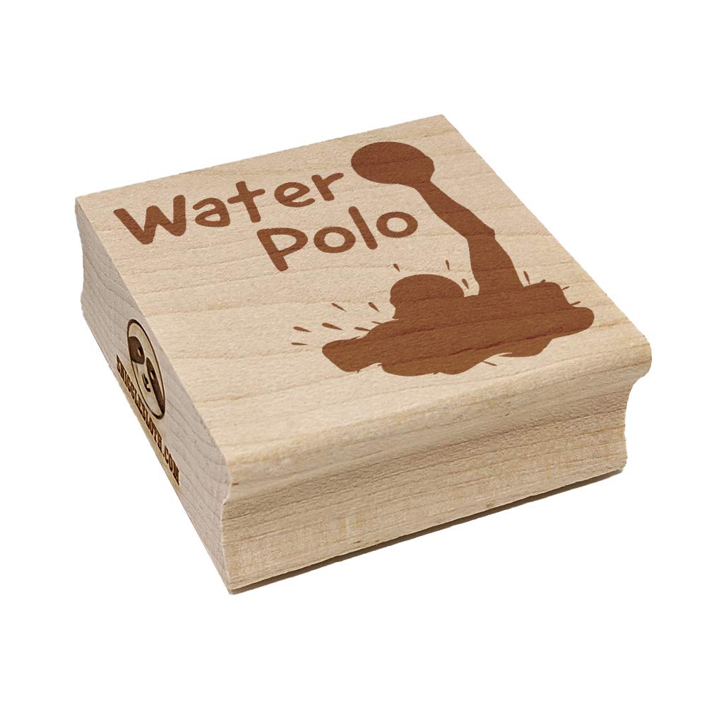 Water Polo Player Rubber Stamp - 1.25 Inch Small Square Craft Stamp for DIY Scrapbooking, Card Making & Journaling - Fun Water Sport Design for Stamping Projects
