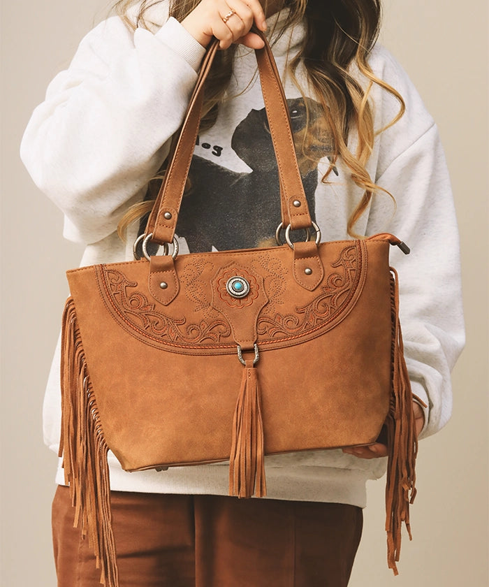 Montana West Cut Out Fringe Concealed Carry Tote Bag Set - Stylish & Functional Purse for Women, Perfect for Everyday Use, Travel, and Concealed Carry