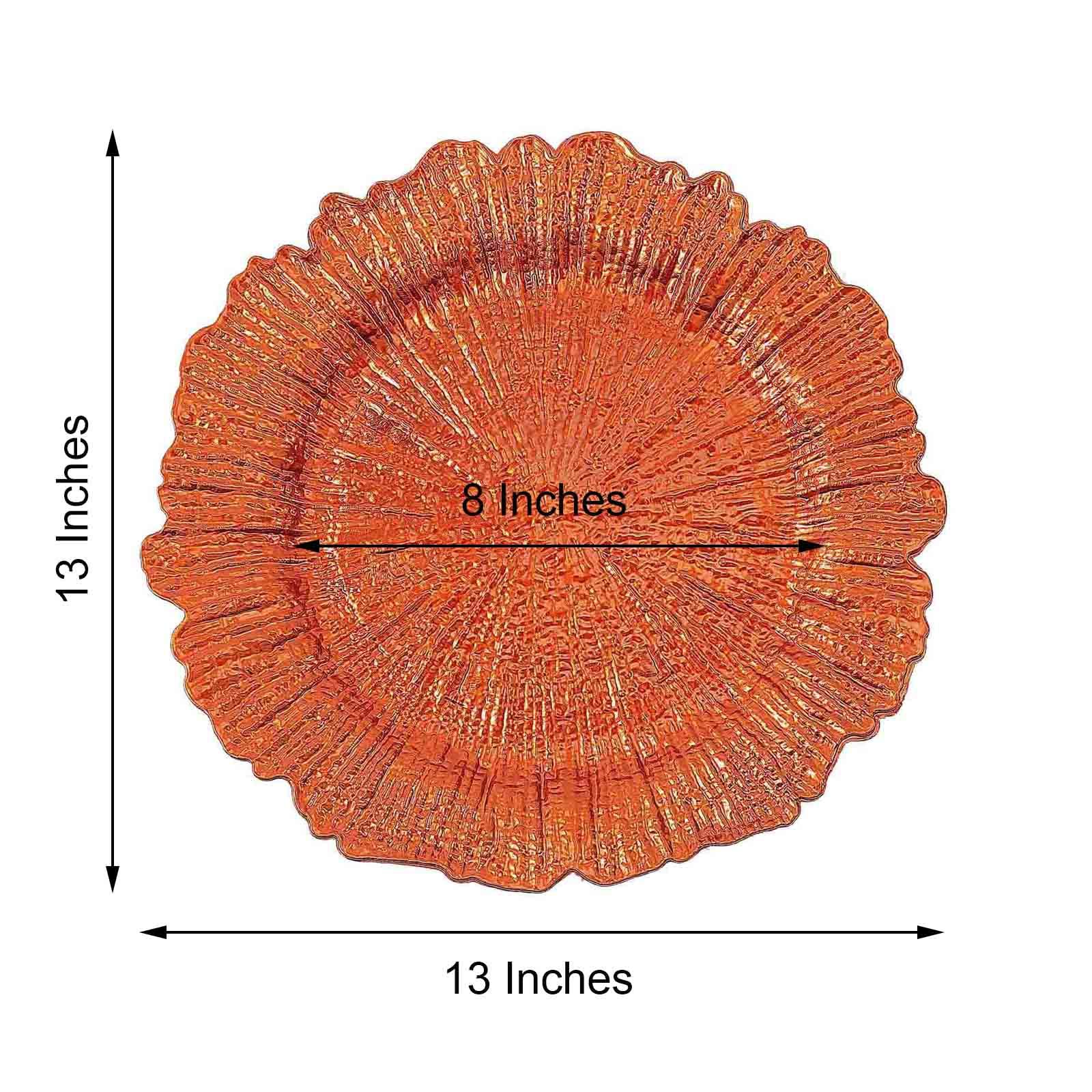 Tiger Chef Orange Reef Charger Plates - Elegant 12-Inch Round Decorative Plate Chargers for Weddings, Parties & Formal Dining (Set of 6) - Perfect for Table Settings, Buffet Displays & Special Events