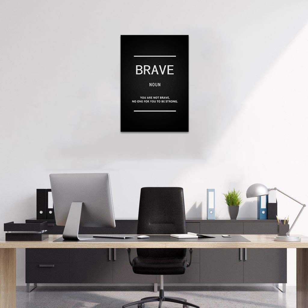 Brave Execution Noun Motivational Canvas Wall Art - Inspirational Entrepreneur Quotes Painting for Office, Bedroom & Living Room - Ready to Hang Printed Wall Decor | Perfect for Home Offices, Workspaces & Modern Interiors