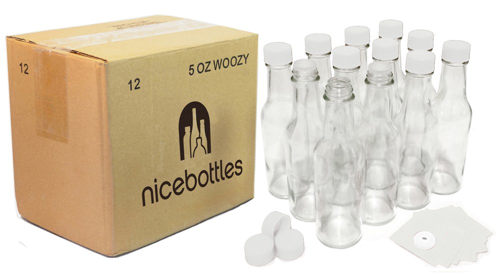 5 Oz Hot Sauce Bottles with White Caps & Shrink Bands - Case of 24 | Perfect for Restaurants, Catering & Home Kitchens | Spicy Condiment Packaging Solution