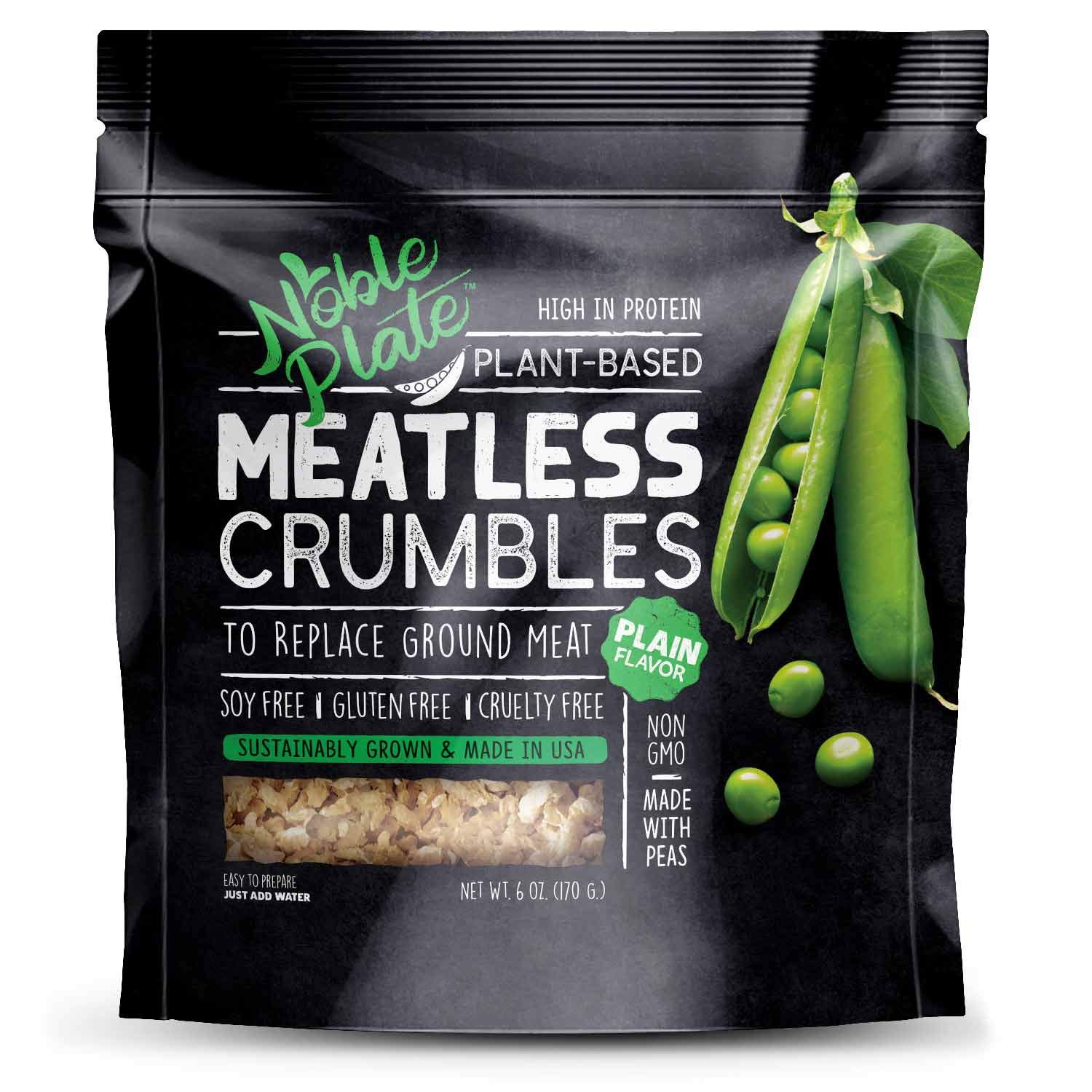 Plant-Based Vegan Meat Crumbles - Non-GMO, Soy Free, 45g Protein, 0g Net Carb | Vegan Meat Substitute | Made in USA | Wholesome Provisions | 170g (Plain, 12 Pack) | Perfect for Tacos, Burgers & Vegan Meal Prep