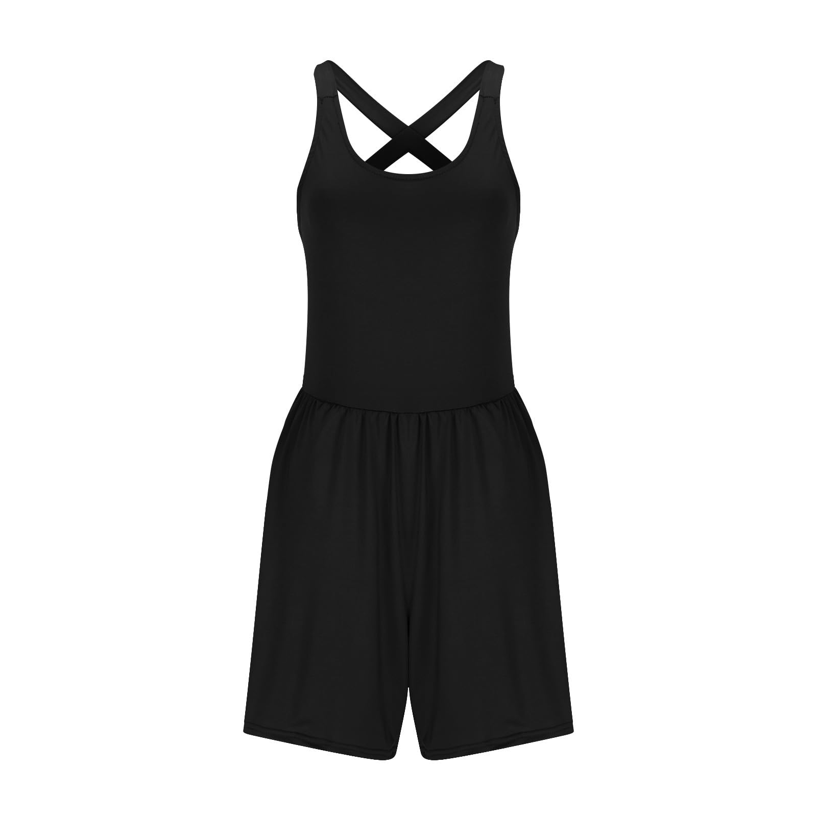 Women's Summer Romper - Casual Athletic Jumpsuit with Built-in Shorts | Sleeveless V-Neck Playsuit for Gym, Vacation & Resort Wear | Trendy 2024 Outfit for Beach, Pool & Outdoor Activities