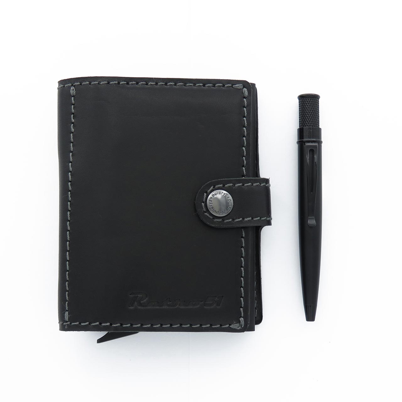 Retro 51 Pularys Modern Traveler Wallet with Ballpoint Pen - Stylish Leather Wallet & Pen Set for Men & Women - Perfect for Business Travel, Office & Everyday Carry