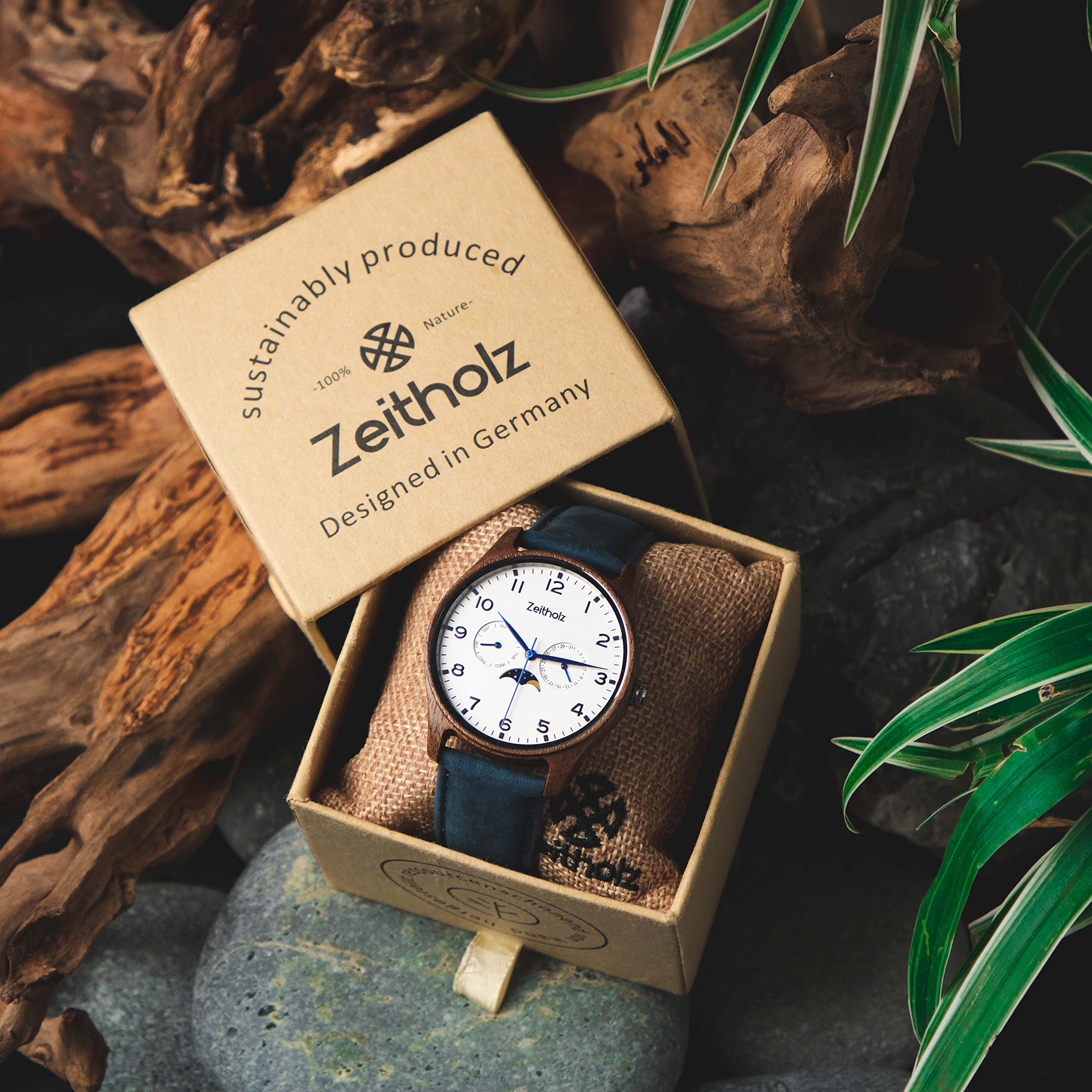 Zeitholz Men's Wooden Watches - 42mm Analog Wood Watch with Japanese Quartz Movement - Stylish & Eco-Friendly Gifts for Men - Perfect for Casual Wear, Outdoor Adventures & Special Occasions