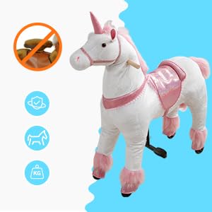 Ride on Unicorn Toy for Kids & Adults - Mechanical Walking Plush Horse with 187 LBS Weight Limit, No Battery Needed - Perfect for Birthday Gifts, Indoor Play, and Fantasy Imaginative Play