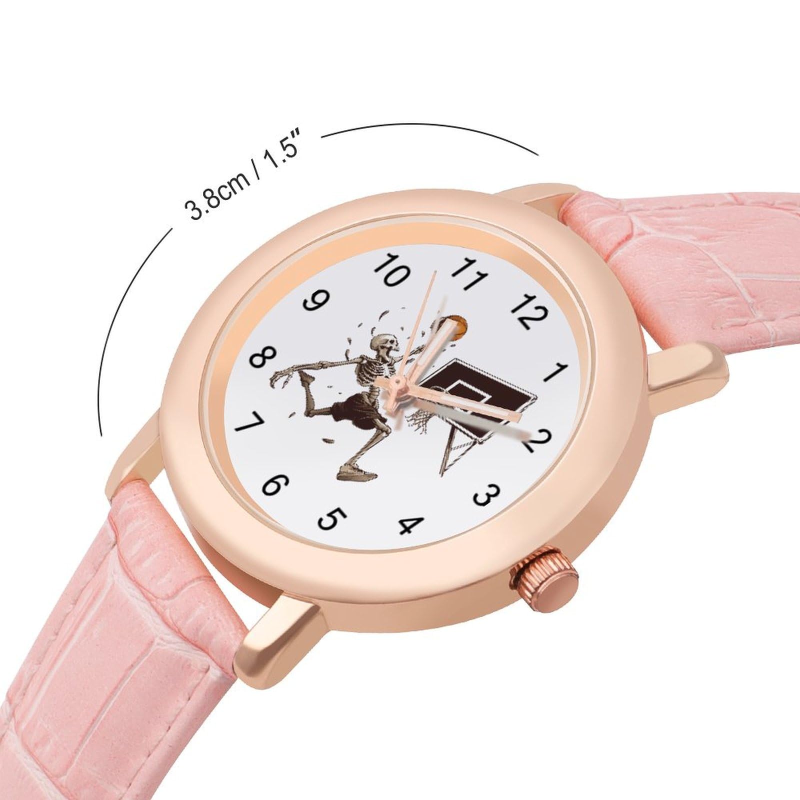 Skeleton Basketball Slam Dunk Women's Watch - Stylish Leather Strap Quartz Watch with Fashion Bracelet Design - Perfect for Sports, Casual Wear & Gift Giving