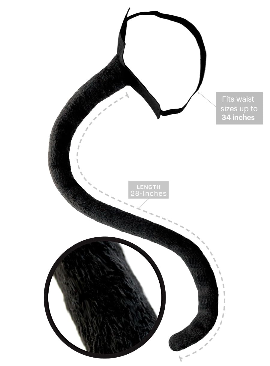 OLYPHAN Cat Ear Clips and Black Tail Set - Animal Ears Hair Accessories for Women, Halloween Costume, Neko Cosplay, Anime Cosplay, Party Outfit - Perfect for Halloween Parties, Cosplay Events, and Themed Costume Nights