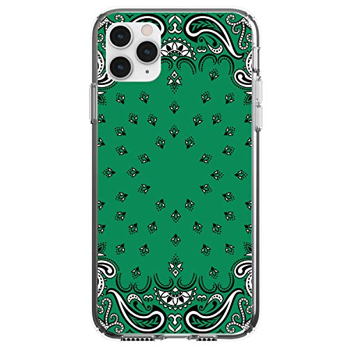 Bandana Print - Green, Black, White On Clear Case