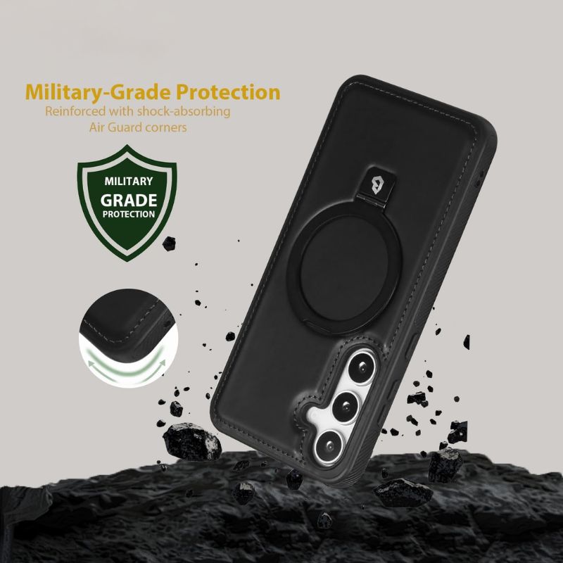 Samsung Galaxy S25 Leather Magnetic Stand Case - Premium Protective Cover with Kickstand for Hands-Free Viewing | Perfect for Work, Travel, and Entertainment