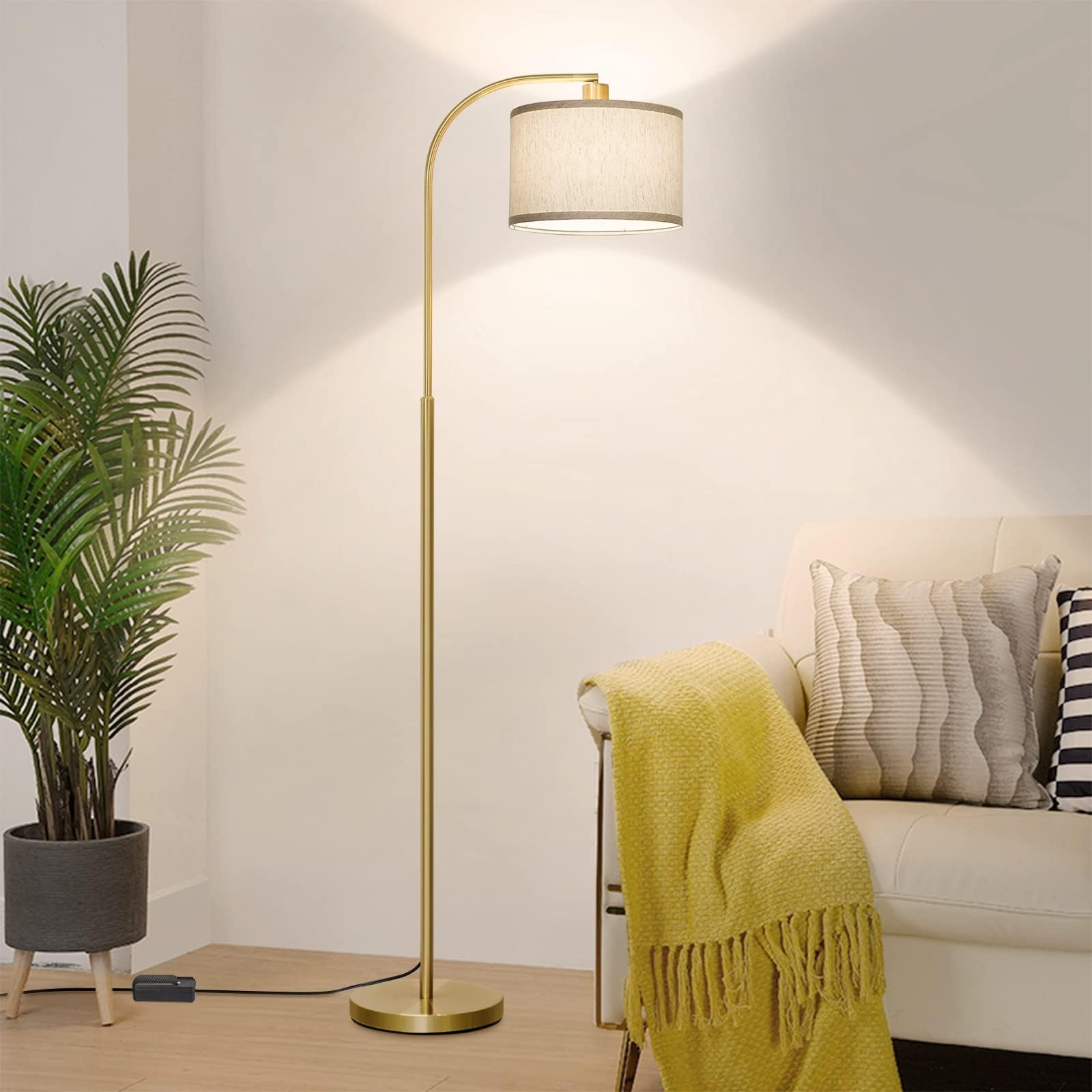 Boncoo LED Floor Lamp - Fully Dimmable Modern Standing Arc Lamp with Adjustable Drum Shade, Tall Pole Reading Light for Living Room, Bedroom & Study (Bulb Included) - Perfect for Cozy Reading Nooks, Home Office Lighting & Ambient Bedroom Illumination