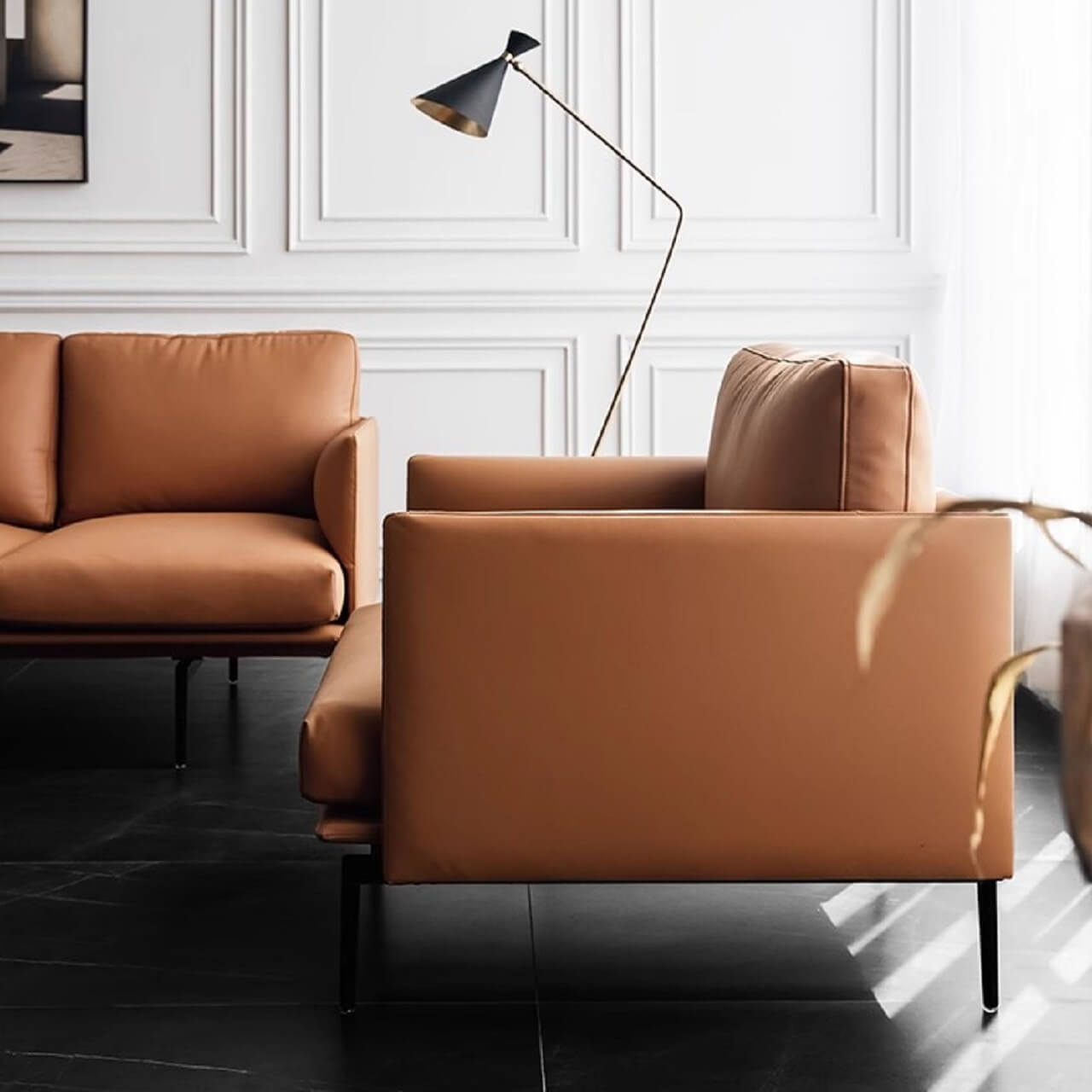 Luxury White Microfiber Leather Sofa - Modern Minimalist Design 87.8