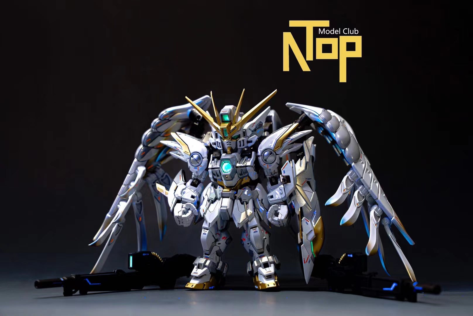 MGSD Wing Gundam Zero Custom Snow White Version Model Kit with Shortened Twin Buster Rifle - Premium Bandai Gundam Action Figure for Collectors & Hobbyists - Perfect for Display, Anime Cosplay and Gundam Battle Dioramas