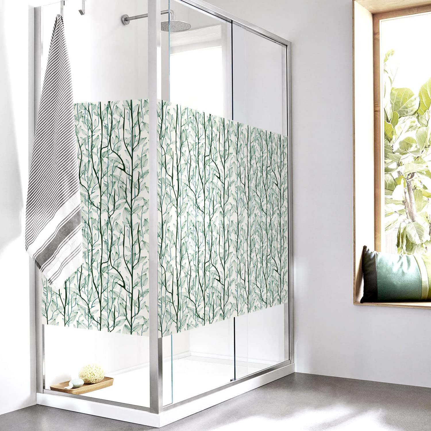 DKtie Static Cling Window Privacy Film - No Glue Frosted Window Cover for Home, Bathroom, Bedroom & Nursery (44.5x200cm) - Perfect for Privacy, Sun Protection & Home Decor