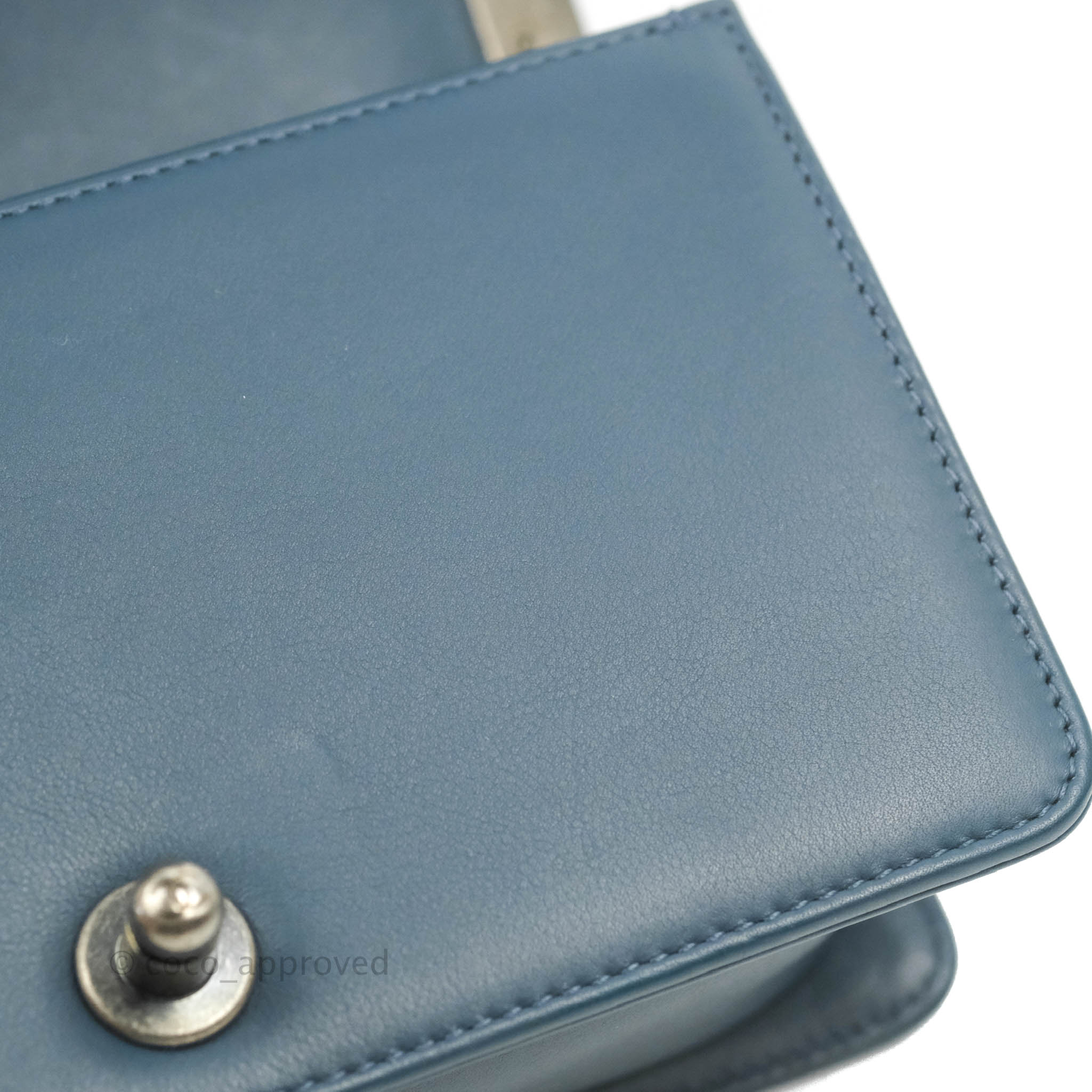 Chanel Boy Small Navy Blue Calfskin Leather Bag with Ruthenium Hardware - Perfect for Evening Events & Luxury Fashion Accessories