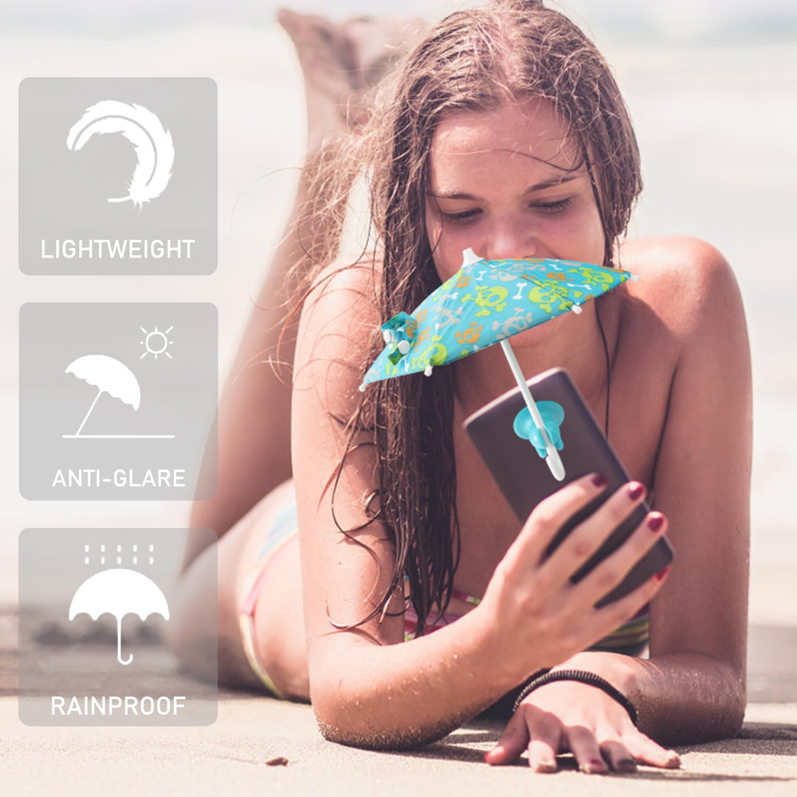 Universal Adjustable Phone Umbrella Stand with Suction Cup - Sun Shade Cover & Piggy Holder for Outdoor Smartphone Protection | Perfect for Beach, Poolside, and Summer Travel Use