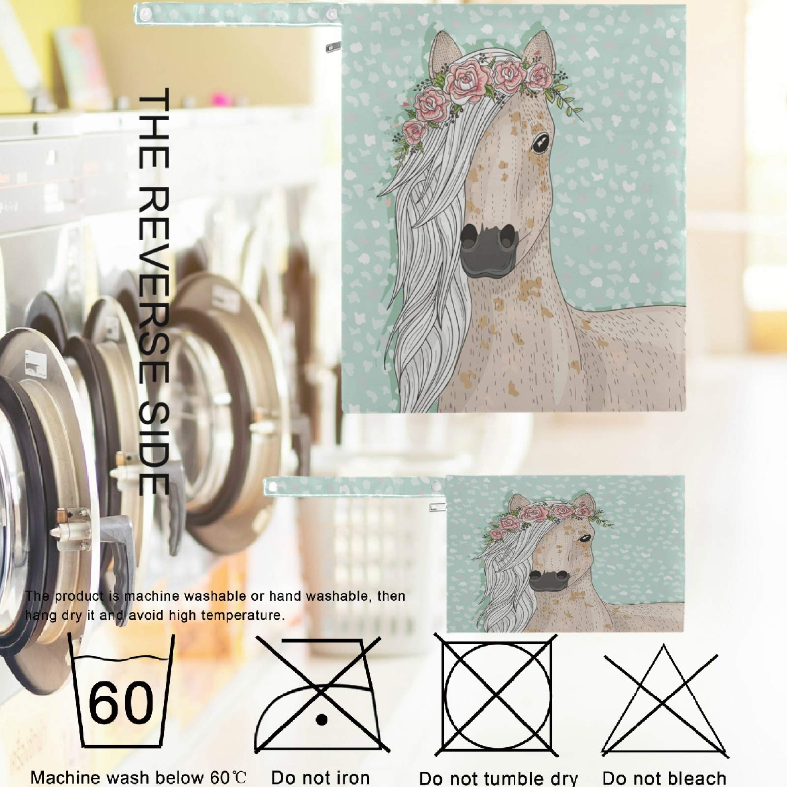 Visesunny 2-Pack Cute Horse with Wreath Floral Wet Bags - Washable Reusable Zippered Pockets for Travel, Beach, Pool, Daycare | Perfect for Stroller, Diapers, Gym Clothes, Swimsuits & Toiletries Storage | Waterproof Organizer for Sports, Baby Essentials & Wet Items