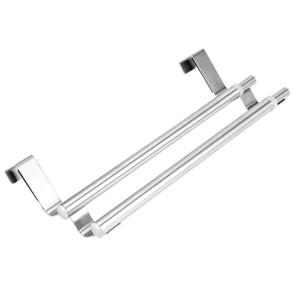 Ymiko Double Layer Stainless Steel Telescopic Towel Rack - Expandable Bathroom & Kitchen Storage Organizer for Hanging Towels, Robes, and Clothes - Perfect for Small Spaces, Apartments, and Dorm Rooms