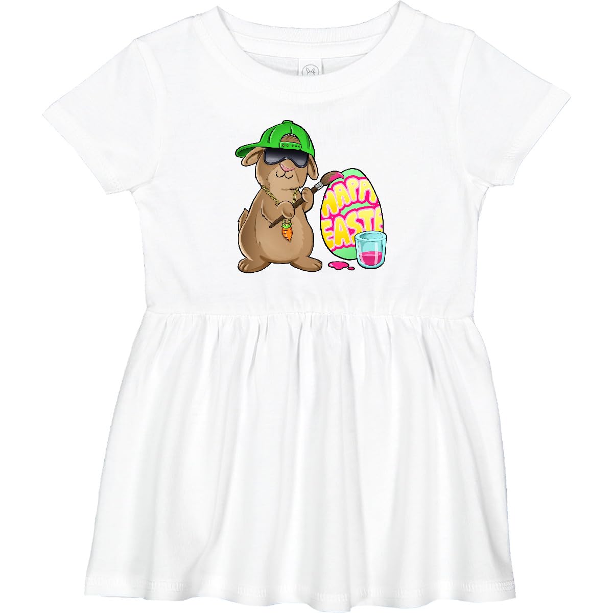 Inktastic Hip Hop Artist Cute Brown Easter Bunny Painting Egg Infant Dress - Adorable Baby Outfit for Easter Celebrations, Spring Photos & Family Gatherings