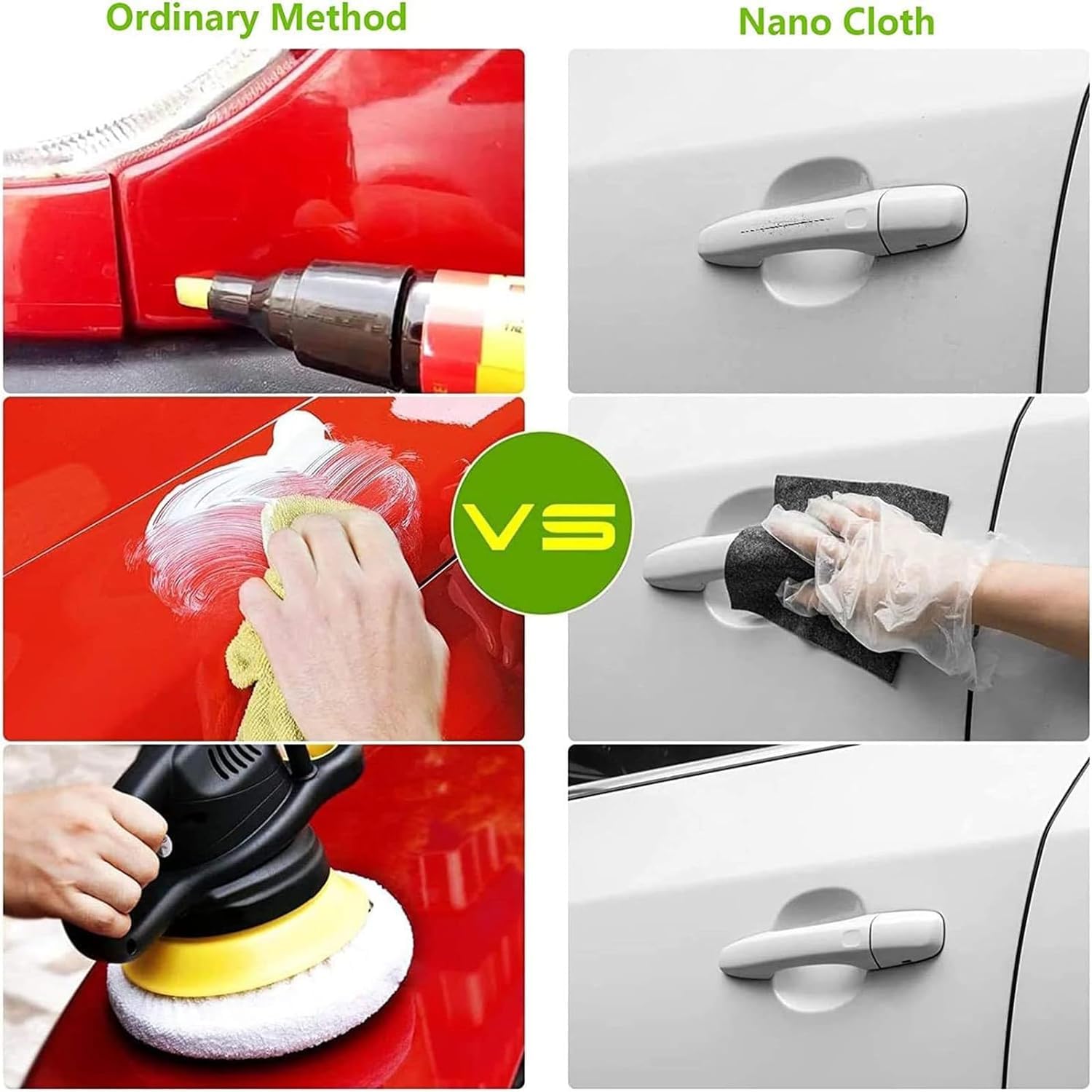 5/10/15Pcs Breathable Green Nano Scratch Remover Cloth - Car Paint Scratch Repair Kit for Deep Scratches (4x4 Inch) - Perfect for Car Detailing, Auto Paint Restoration & DIY Vehicle Care