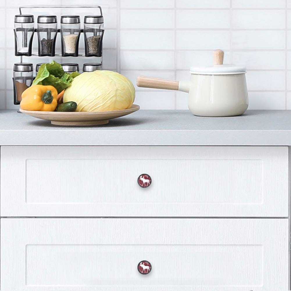 4 Pcs Lumberjack with Moose Cabinet Knobs - Unique Drawer Pull Handles for Kitchen & Bathroom - Rustic Dresser Hardware for Cabinets, Wardrobes & Furniture Makeover
