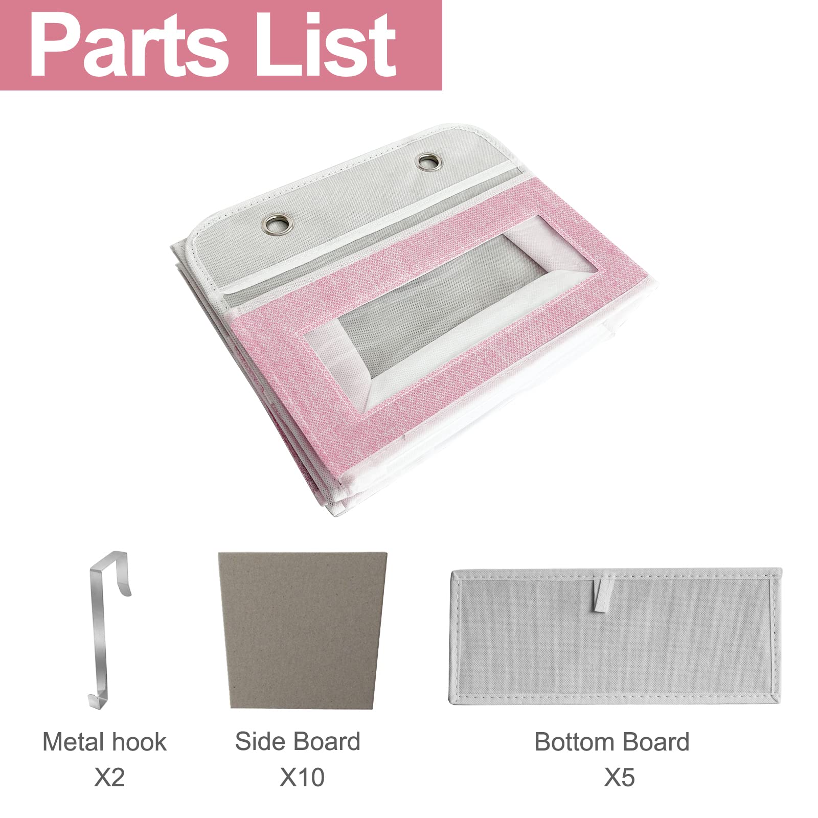 Homyfort Over The Door Organizer with 5 Large Pockets - Pink Wall Storage for Nursery, Girls Room, Pantry, Dorm, Bathroom & Closet | Space-Saving Solution for Home Organization & Decluttering