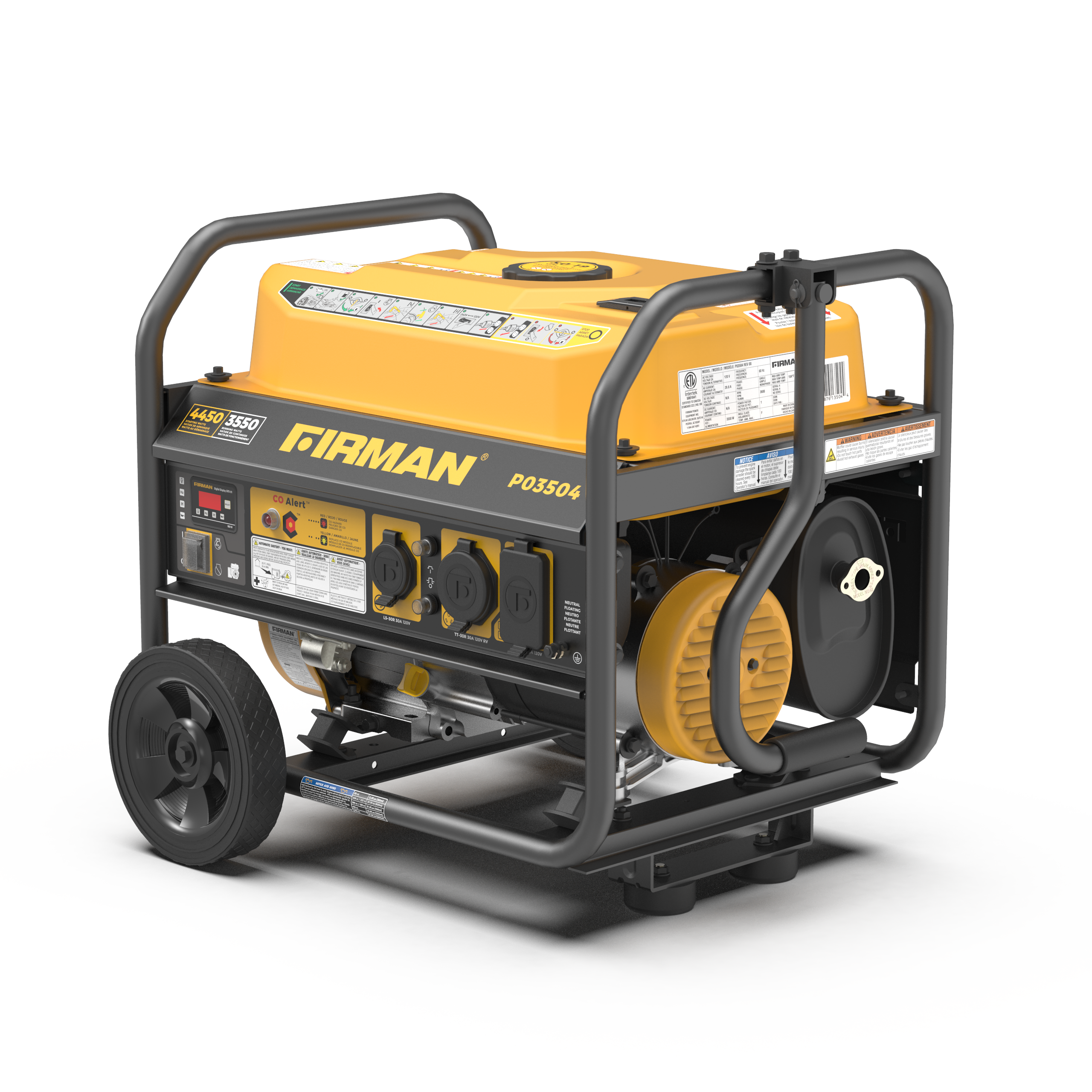 Refurbished 4450W Portable Gas Generator with Recoil Start & CO Alert - 120V Power for Camping, Emergencies & Outdoor Events