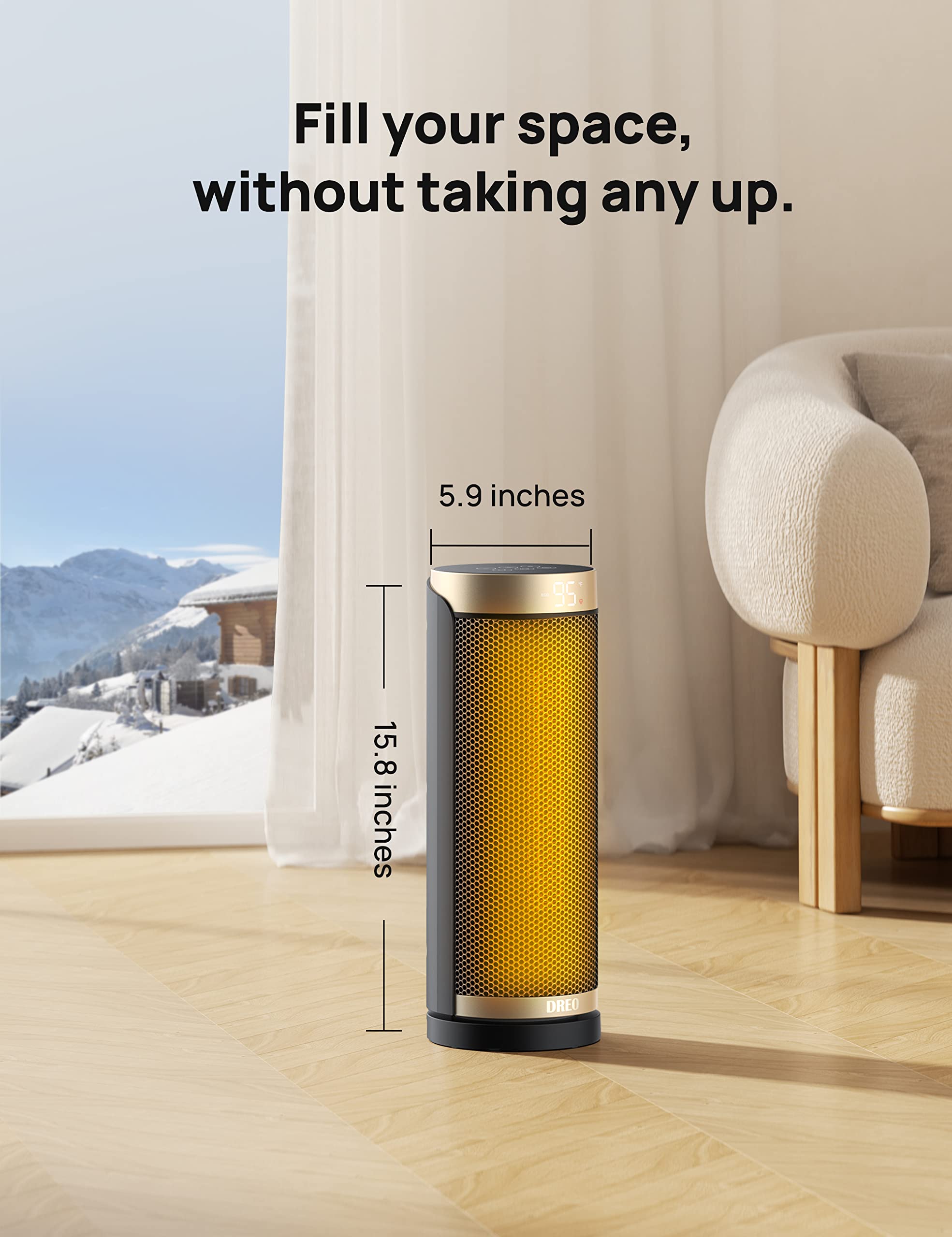 Dreo 1500W PTC Ceramic Space Heater with Remote - 70° Oscillation, 1-12H Timer & Thermostat - Fast Heating Portable Electric Heater for Office, Bedroom & Large Rooms - Perfect for Winter Home & Workspace Comfort