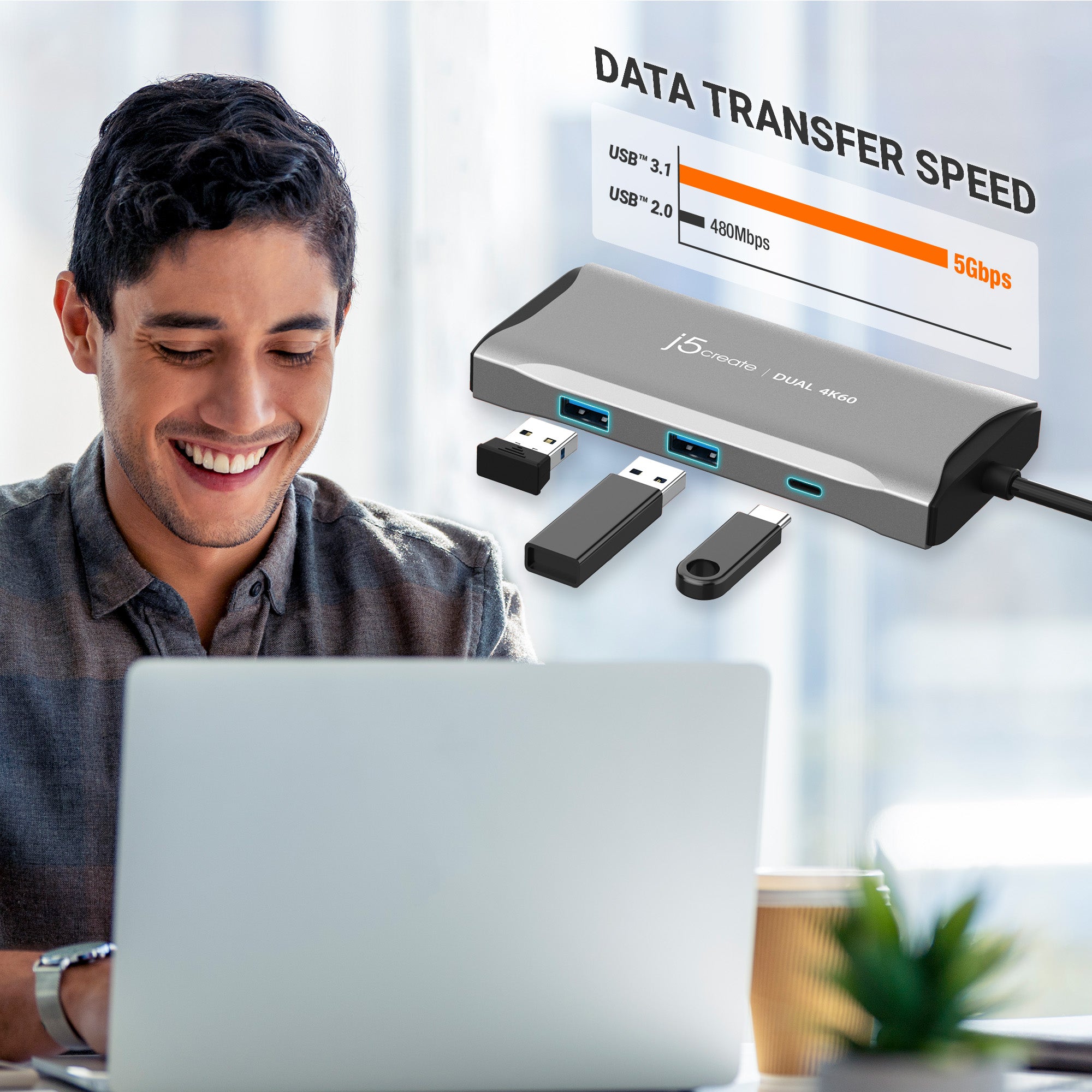 USB C Dual HDMI 4K60 Mini Dock - Portable USB-C Hub with Dual 4K HDMI Outputs for MacBook, Dell, HP Laptops - Perfect for Home Office, Gaming & Multi-Monitor Setup