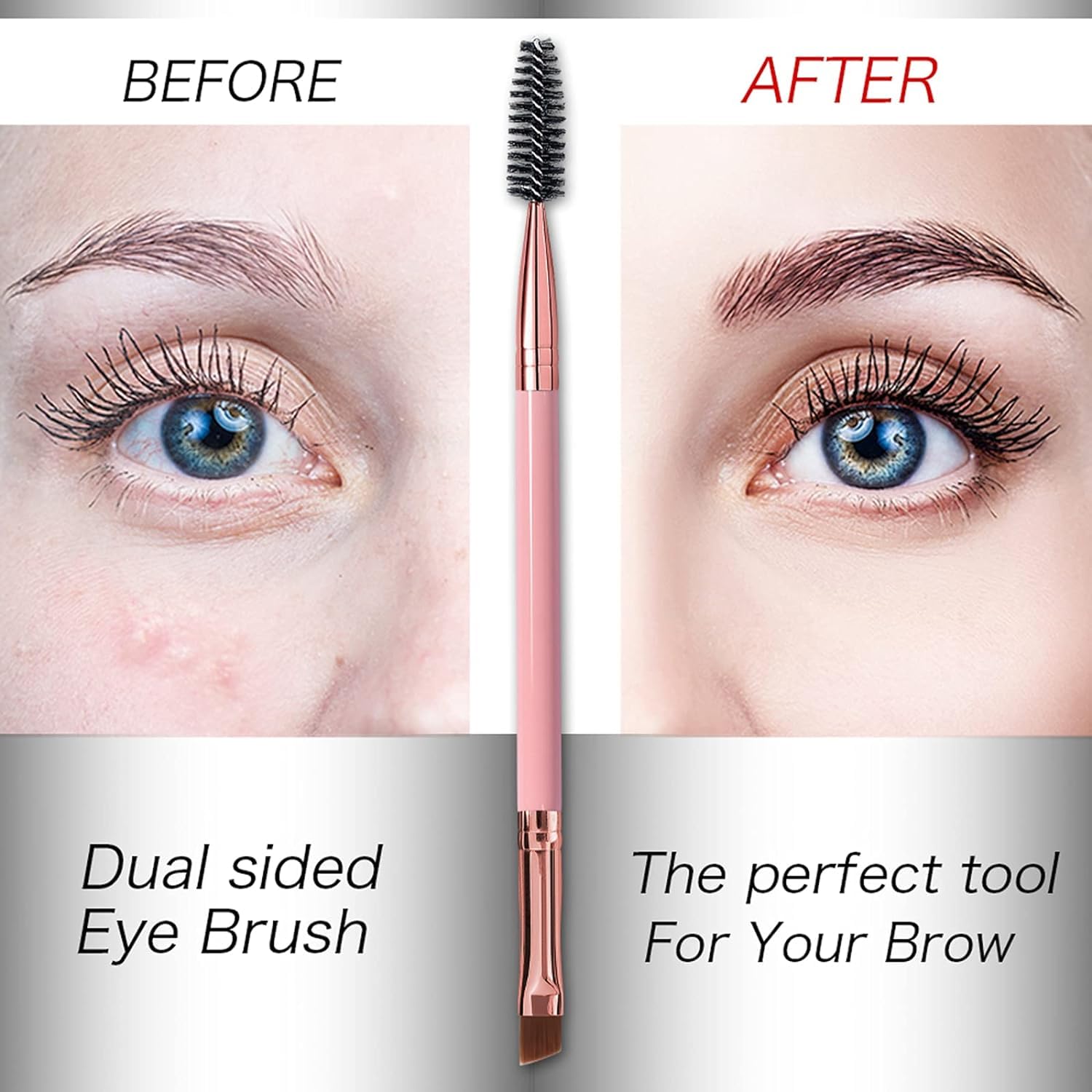 Professional Duo Eyebrow Brush with Angled Brow & Spoolie - Multicolor (Pack of 1) for Precise Eyebrow Shaping & Grooming - Perfect for Makeup Artists & Beauty Enthusiasts