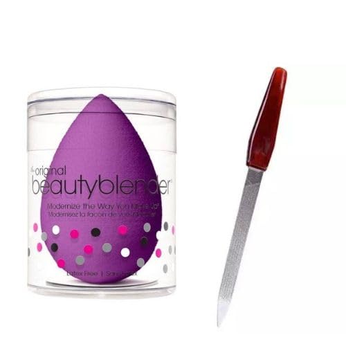 Best Beauty Blender Makeup Sponge - Ultra Soft & Durable with Built-in Nail Filer - Perfect for Liquid Foundation, Concealer & Cream Blending