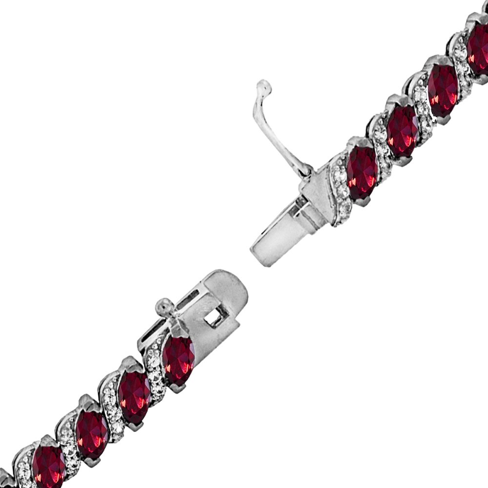 B. BRILLIANT Women's Birthstone Bracelet - Marquise Cut Genuine/Synthetic Gemstone Tennis Bracelet in Sterling Silver or Gold Flash with Gift Box | Elegant Jewelry for Birthdays, Anniversaries & Special Occasions