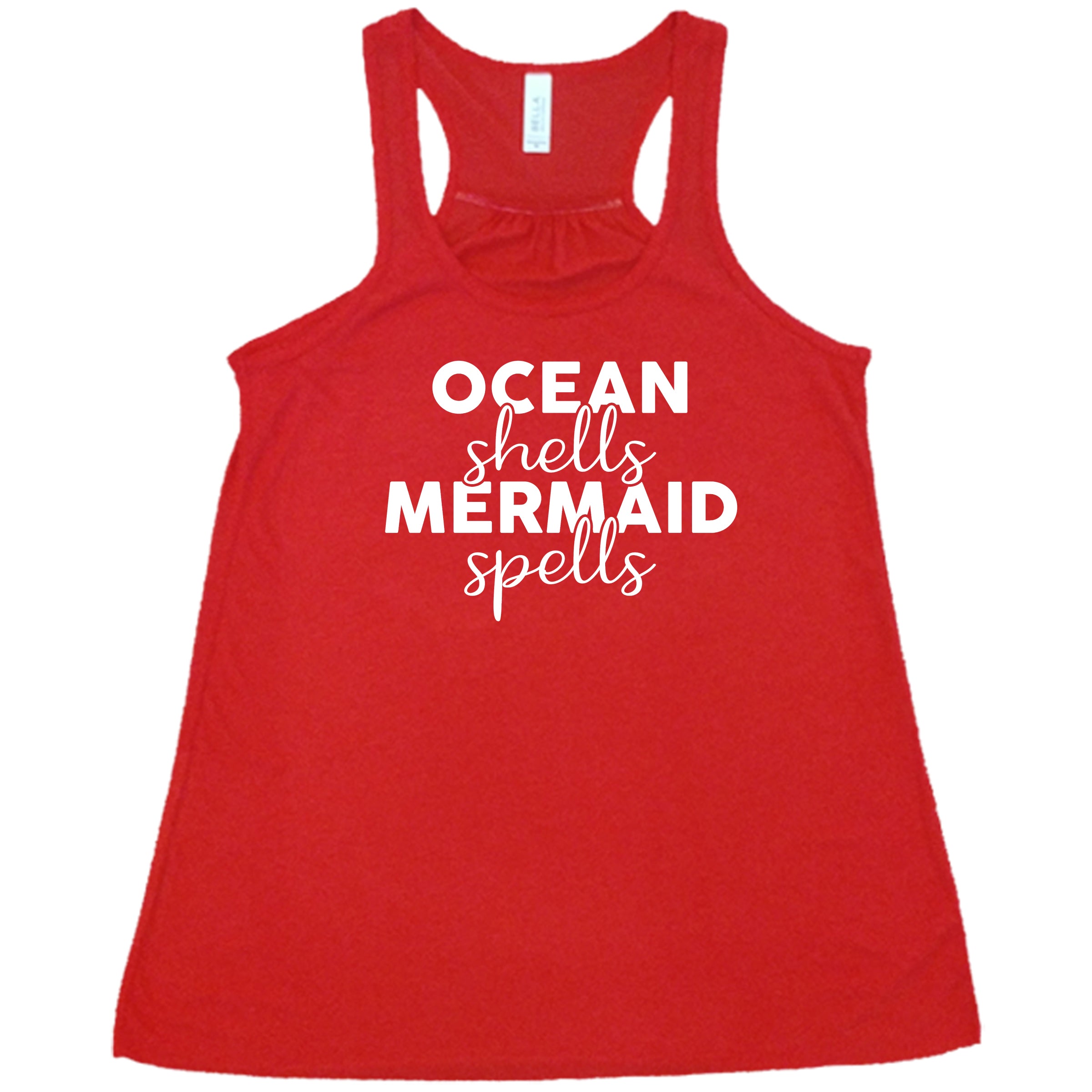 Ocean Shells & Mermaid Spells Graphic T-Shirt for Women - Beach Vacation, Summer Festival & Mermaid Themed Party Outfit
