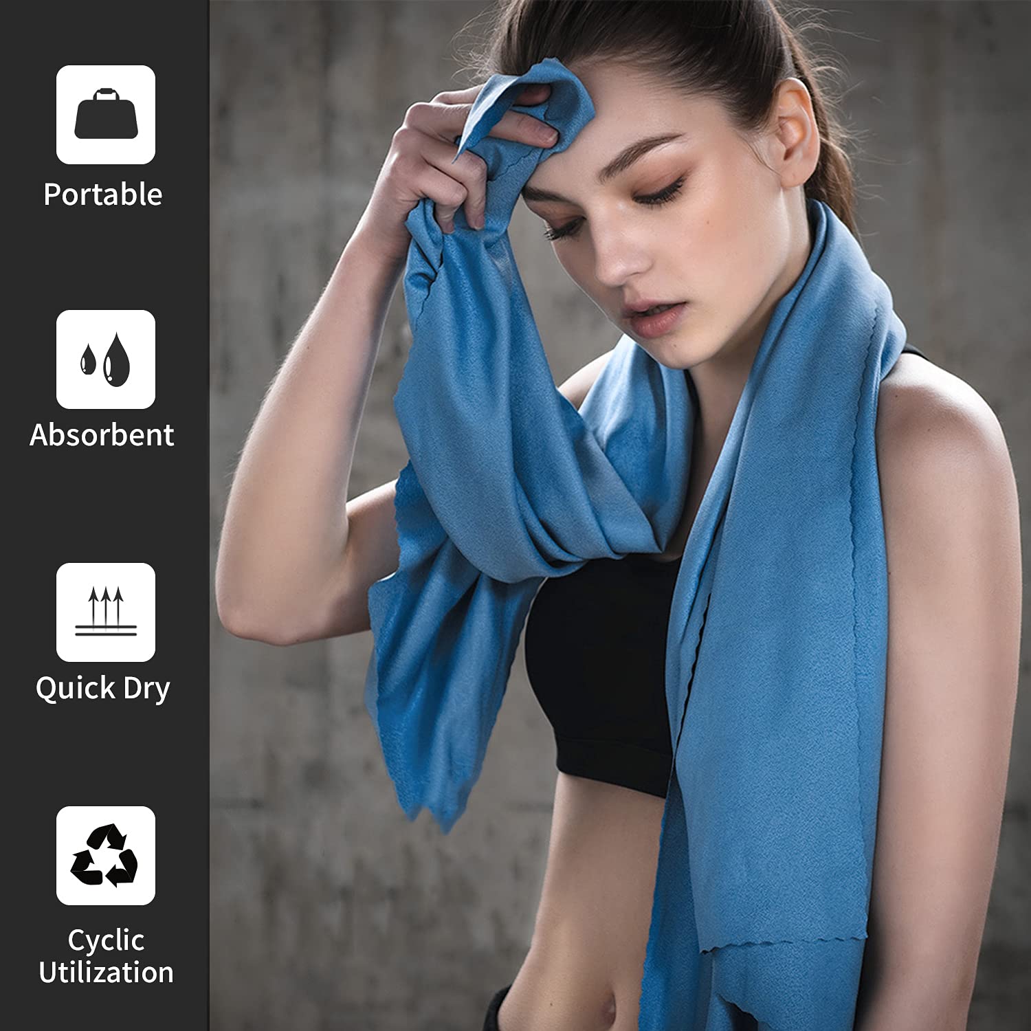 Large Cooling Towel with Box - Portable Travel & Workout Towel for Gym, Yoga, Cycling, Running, Hiking - Stay Cool During Sports & Outdoor Activities