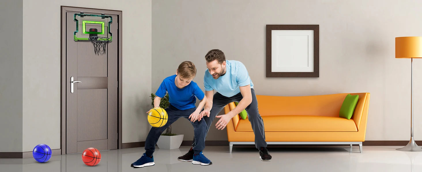 VATOS Mini Basketball Hoop Set with Electronic Scoreboard - Auto Sound & Light Effects for Kids, Teens & Adults - Perfect for Indoor Games, Birthday Parties & Family Fun Activities