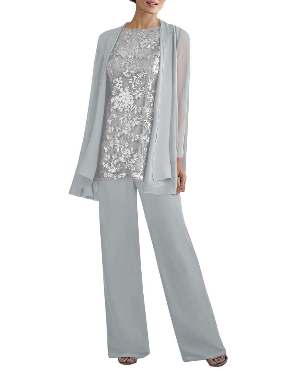 Elegant Women's 3-Piece Lace Pantsuit Set - Mother of the Bride Outfit, Wedding Guest Formal Attire, Plus Size Dressy Suits for Special Occasions | Perfect for Weddings, Parties, and Formal Events