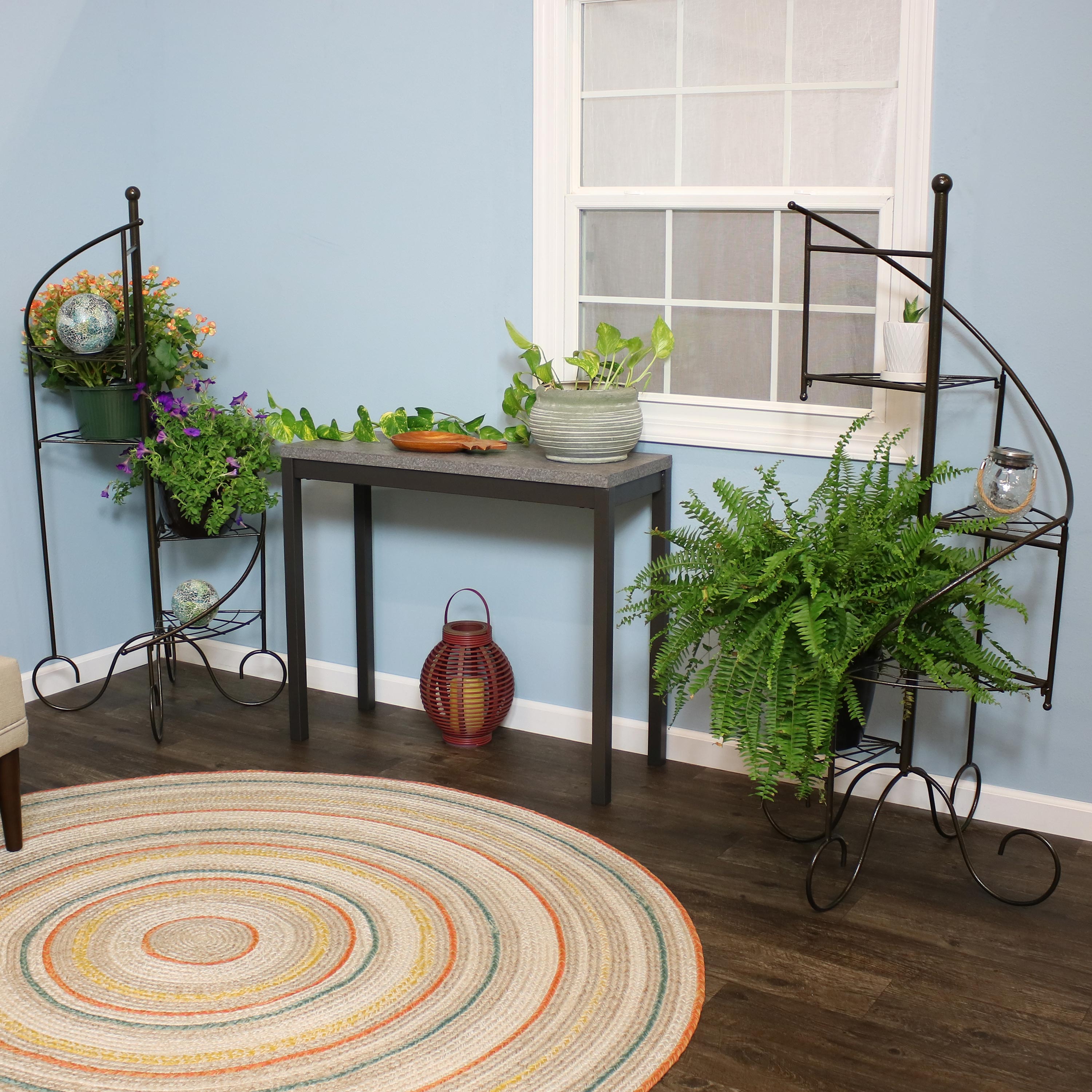 4-Tier Spiral Staircase Iron Plant Stand Set of 2 - Indoor/Outdoor Flower Pot Holder for Patio, Garden & Home Decor