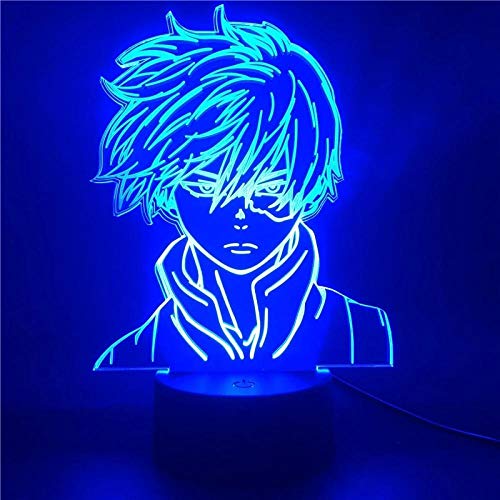3D LED Night Light Lamp - My Hero Academia Shoto Todoroki Face Design, 16 Color Changing Anime Table Lamp with Remote Control, Perfect for Kids Bedroom Decor, Birthday Gift & Anime Lover Collection