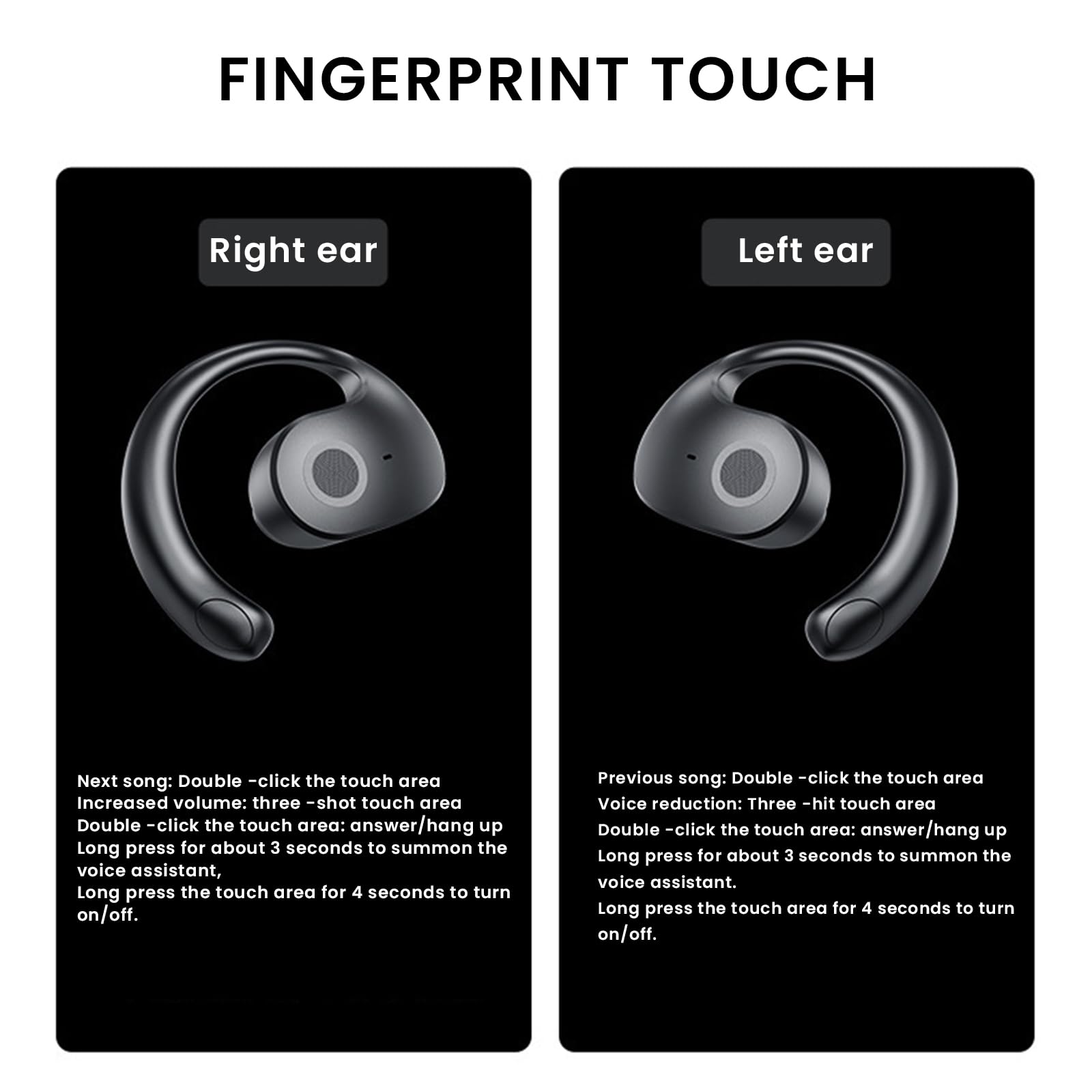 Detull Wireless Earbuds Bluetooth 5.3 Over-Ear Headphones, IPX7 Waterproof Sport Earphones with 3D Holographic Stereo Sound for iPhone Android Phone Laptop - Perfect for Gym Running Office Work (Purple)