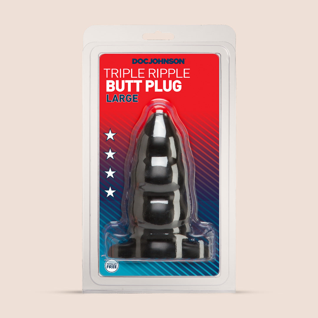 Premium Classic Triple Ripple Butt Plug with Safe Wide Base - Anal Training & Pleasure for Men & Women - Perfect for Beginners & Advanced Users - Sensual Play & Couples Intimacy