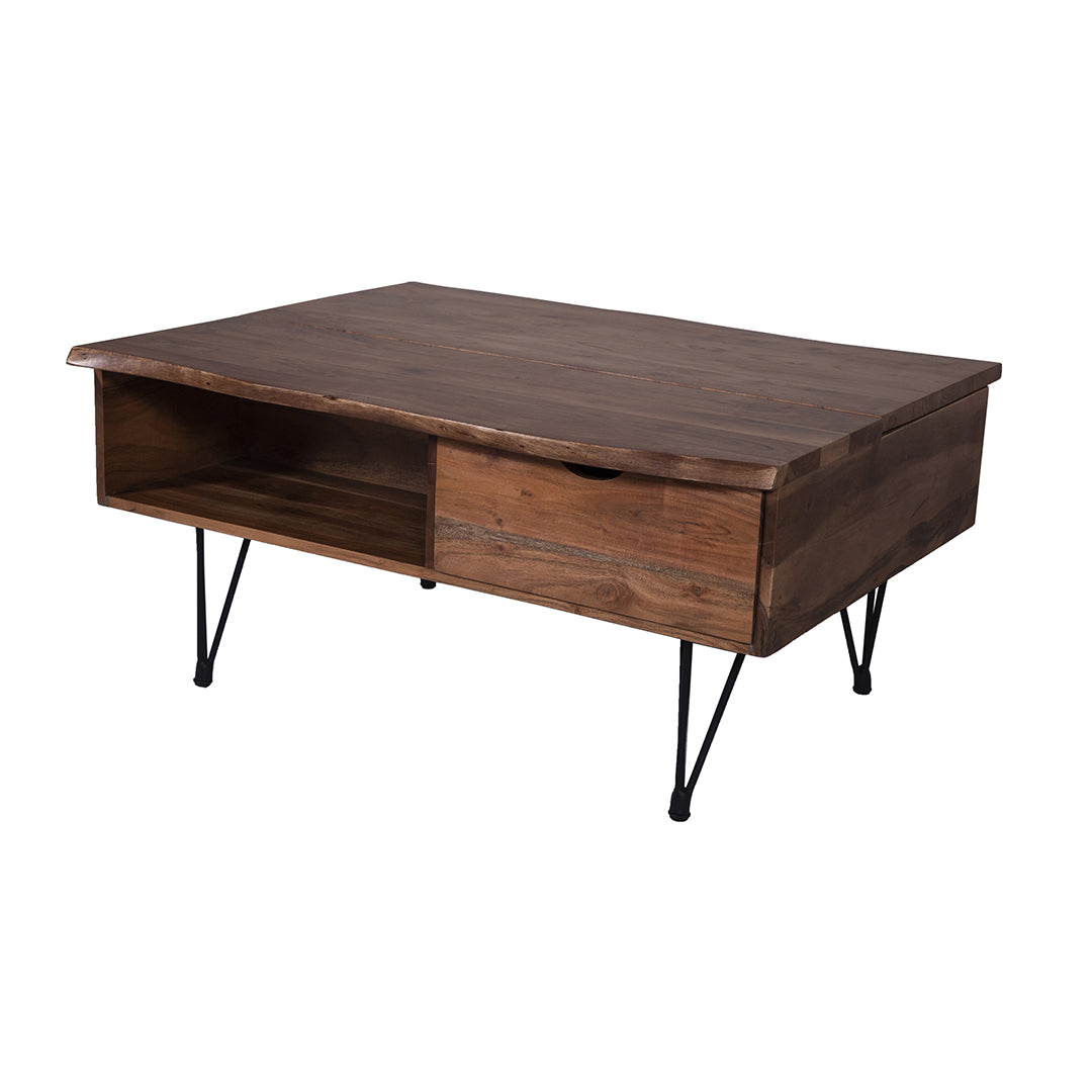 Napoli Lift Top Coffee Table with Storage - Modern Convertible Ottoman for Living Room, Sofa, and Bedroom - Perfect for Remote Work, Snacking, and Relaxing