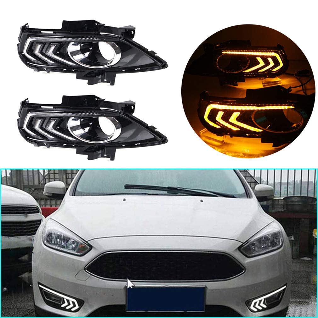 2013-2016 Ford Fusion Ultra Bright DRL Daytime Running Lights - LED Fog Lamps with Clear Lens for Front Bumper & Sidemarker | Perfect for Night Driving & Enhanced Visibility