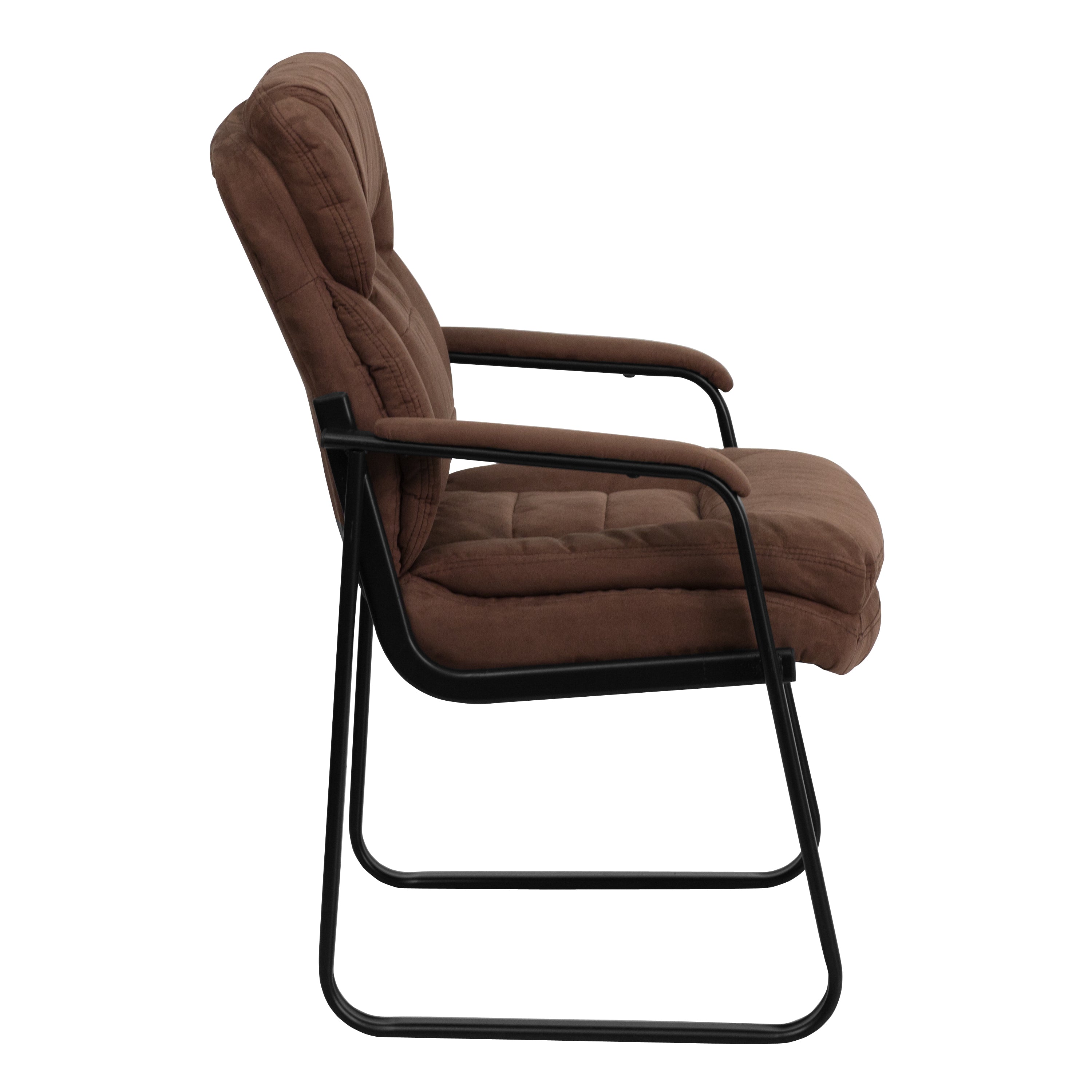 Premium FLASH Microfiber Executive Office Chair with Lumbar Support & Sled Base - Ergonomic Reception Chair for Home & Business Use