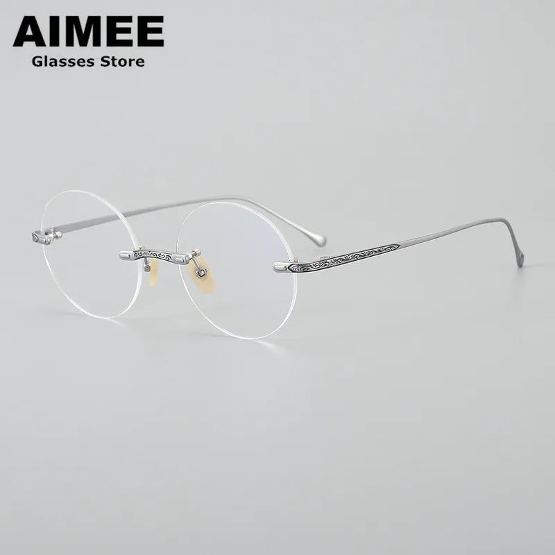 Aimee Women's Rimless Round Titanium Eyeglasses 95933 - Lightweight & Durable Glasses for Work, Reading & Fashion