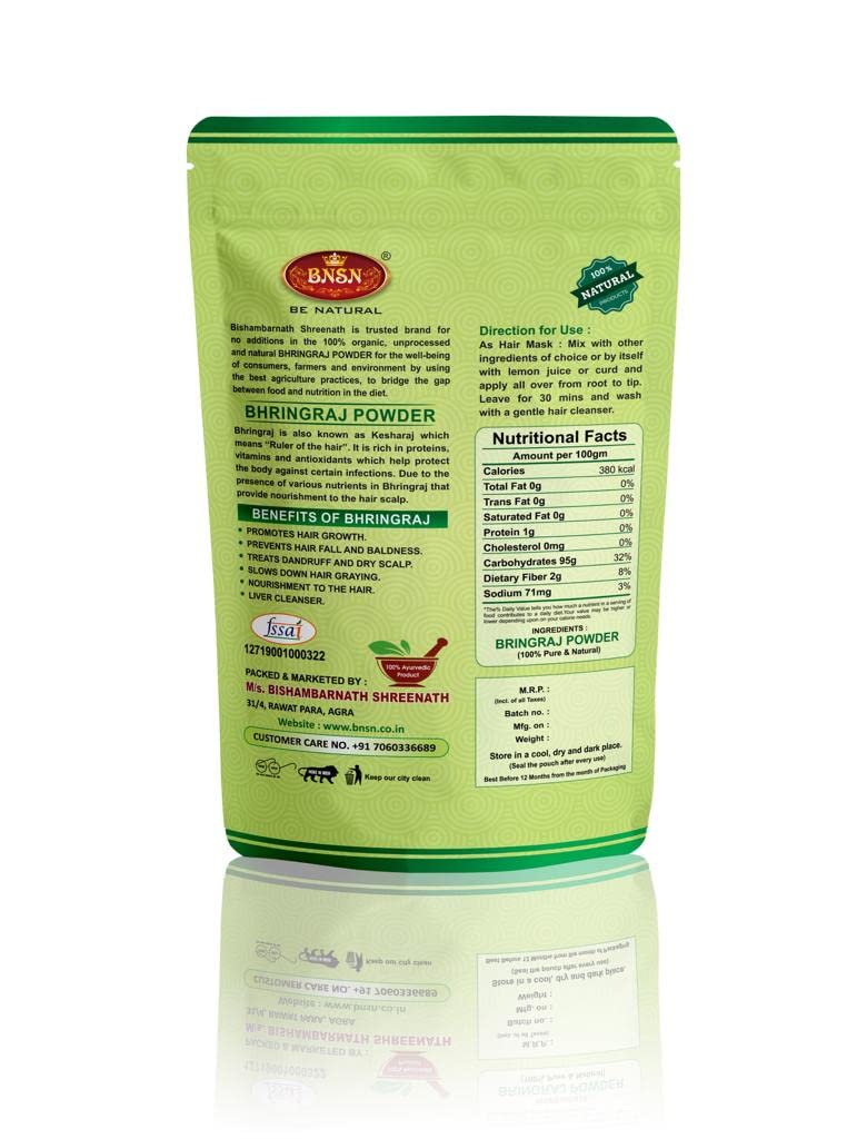 BNSN Bhringraj Powder for Hair Growth & Thickness - 100% Pure & Natural Ayurvedic Remedy (100Gm) | Promotes Healthy Hair, Reduces Hair Fall, Strengthens Roots | Ideal for DIY Hair Masks, Oils & Scalp Treatments